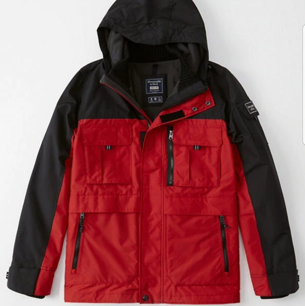 Aberceombie & fitch climate tech jacket, red black